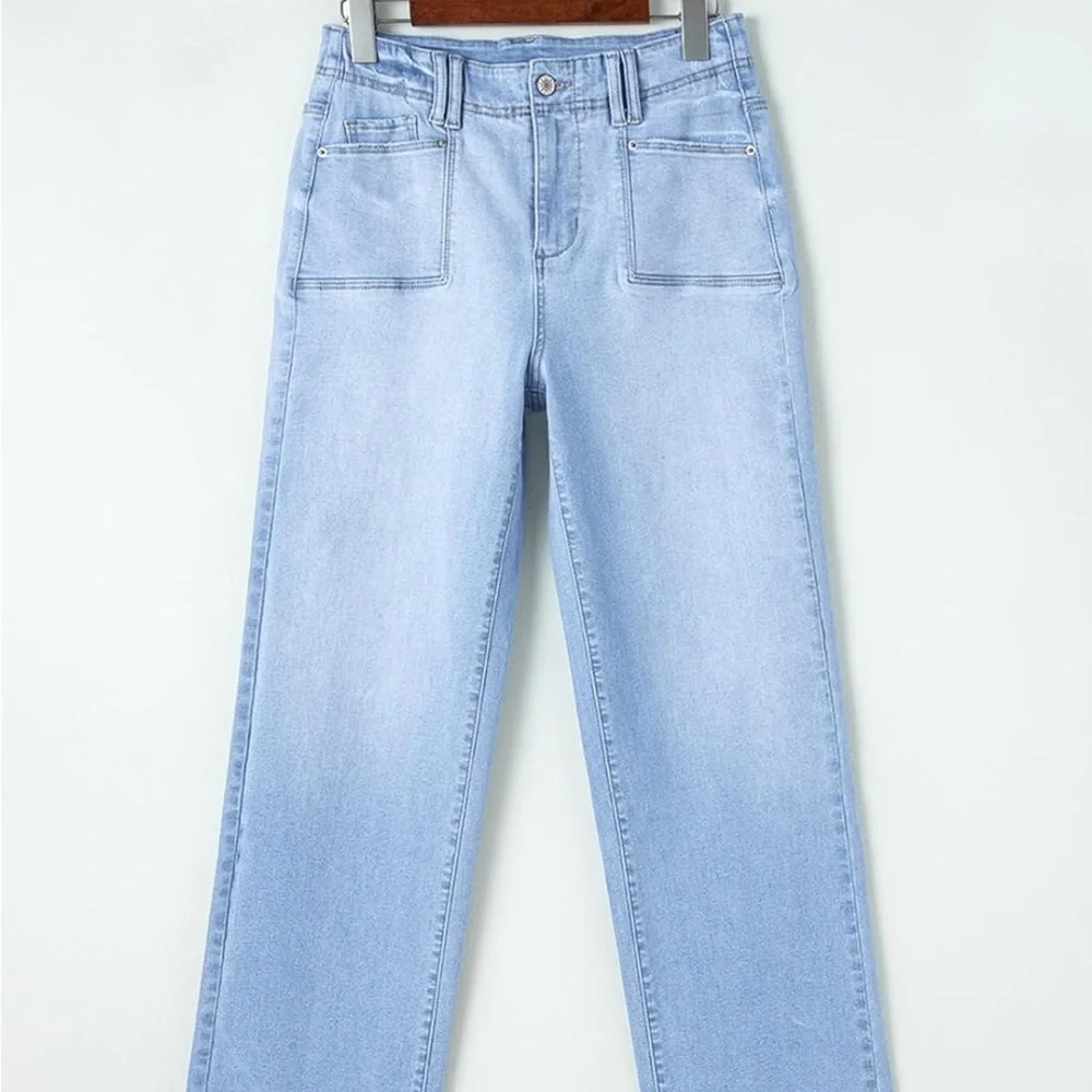 Women's Light Blue Flare Jeans - Picture 6 of 12